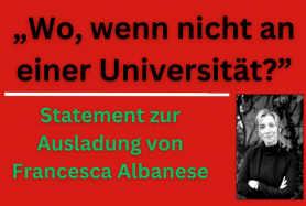 Statement zur Ausladung von Francesca Albanese Statement zur Ausladung von Francesca Albanese