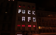 Fuck AfD auf Fasade der Druckerei im Gängeviertel