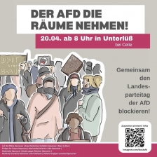 Blockade in Unterlüß bei Celle gegen den AfD-Parteitag