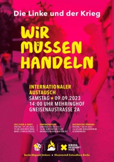 Es ist Krieg. Wir müssen handeln! Veranstaltungsplakat Es ist Krieg. Wir müssen handeln!