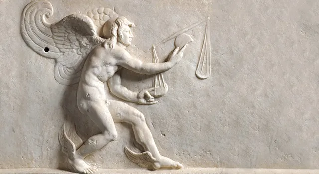 Das Bild zeigt ein Relief mit dem Abbild des Kairós.