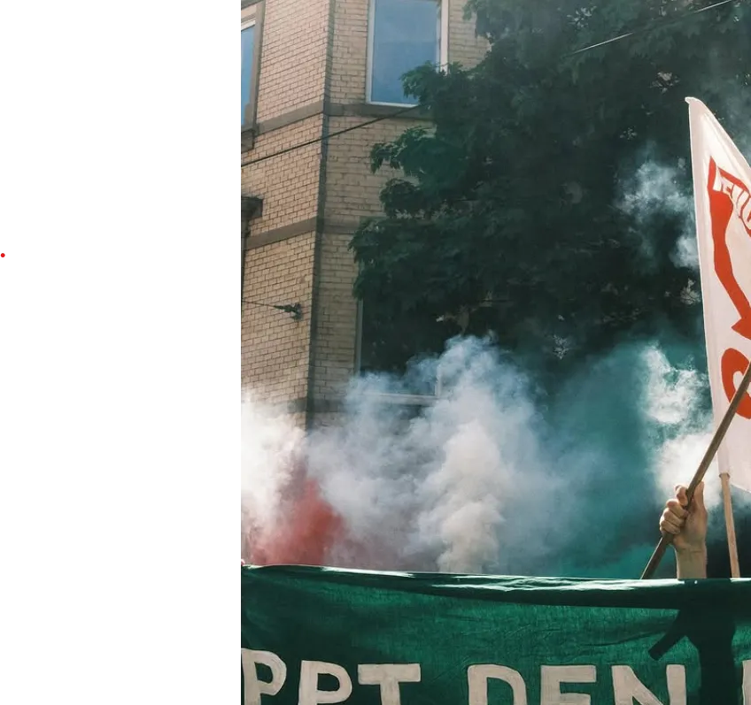 Erste Mai Demo, Nebel und Fahnen