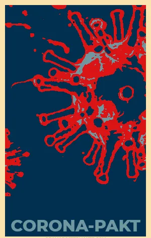 roter abstrahierter Virus vor blauem Grund