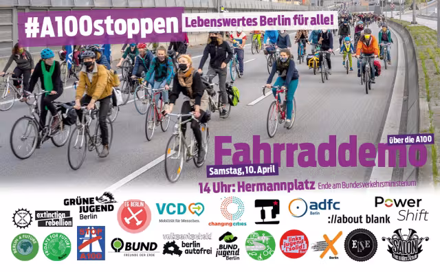 Fahrrad demo auf Autobahn