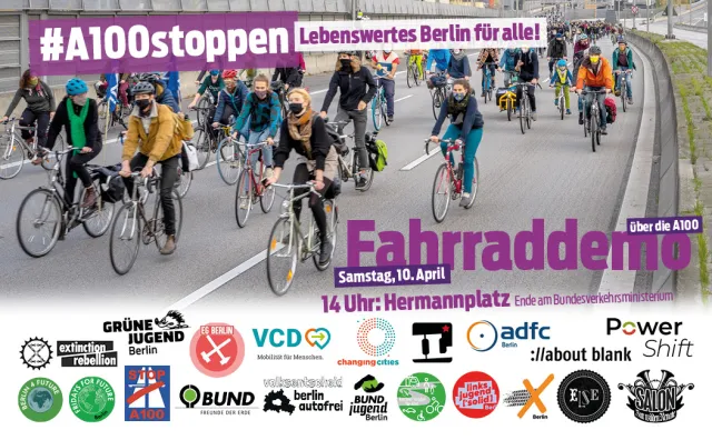 Fahrrad demo auf Autobahn