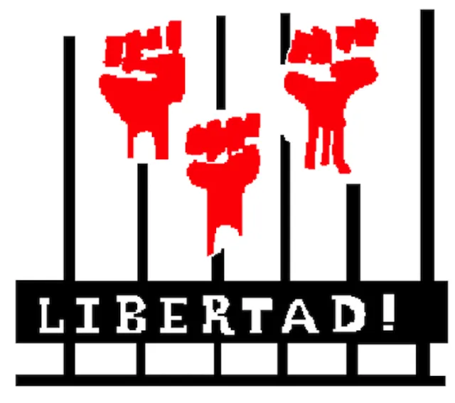Libertad drei rote fäuste brechen gitterstäbe