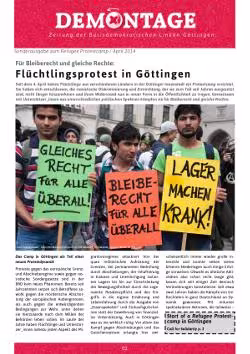 Zeitung Demontage - Titel: Flüchtlingsprotest in Göttingen