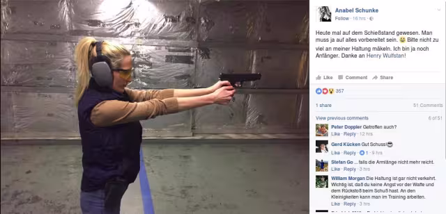 Social Media Screenshot von Anabel Schunke am Schießstand