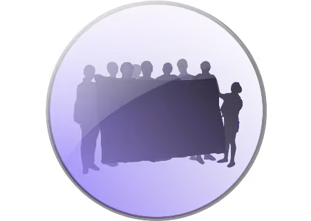 Grafiken schwarze Silouetten halten schwarzes Banner