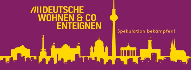 Spekulation bekämpfen. Skizze von Berlin in DWE lila und gelb